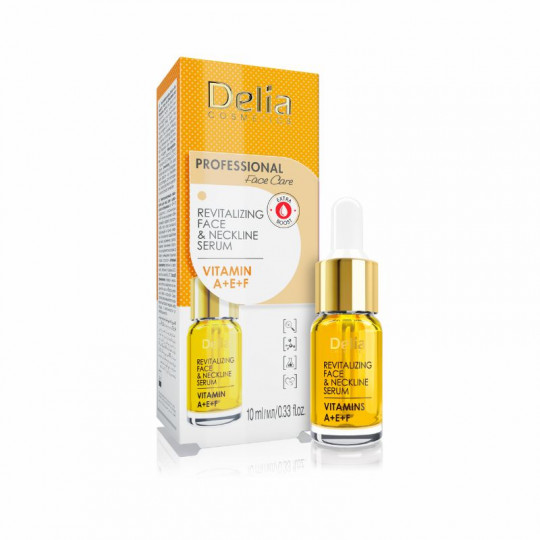 DELIA Professional Care serumas veidui ir kaklui gaivinamasis su vitaminais A, E, F, 10 ml