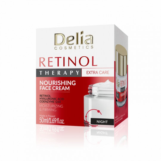 DELIA Retinol Therapy kremas veidui naktinis maitinamasis, 50 ml