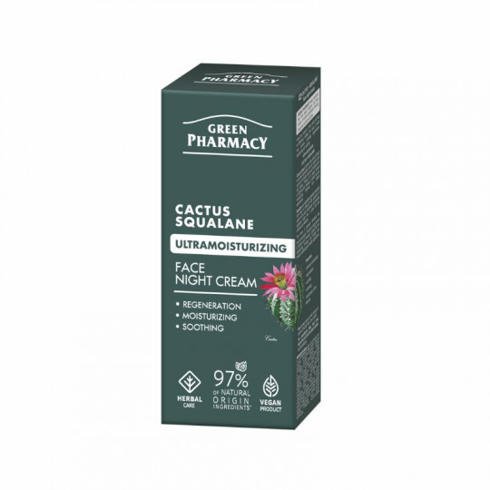 GREEN РHARMACY kremas veidui naktinis Kaktusas ir skvalanas, 50 ml