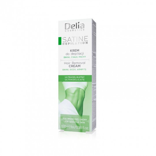 DELIA Satine Depilation depiliacinis kremas bikinio zona, kūnuii ir pažastims Ultra Delicate, 100 ml