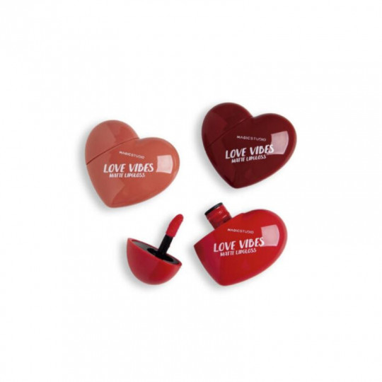MAGIC STUDIO skysti matiniai lūpų dažai Love Vibes Heart, 10g (3 spalvų)