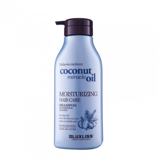 LUXLISS šampūnas drėkinamasis sausiems ir pažeistiems plaukams Coconut Miracle Oil, 500 ml