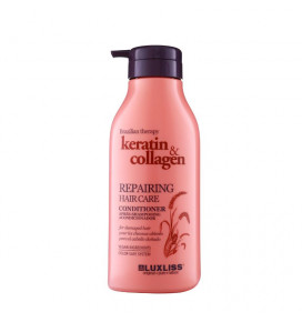 LUXLISS kondicionierius maitinamasis ir atstatomasis pažeistiems plaukams Keratin & Collagen, 500 ml