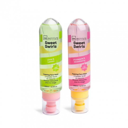 IDC INSTITUTE veido prausiklis Sweet Swirls, 200 ml (2 rūšių): ananasas ir braškė / laimas ir citrina