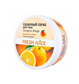 FRESH JUICE kūno šveitiklis cukraus su burnočio aliejumi Orange & Mango, 225 ml