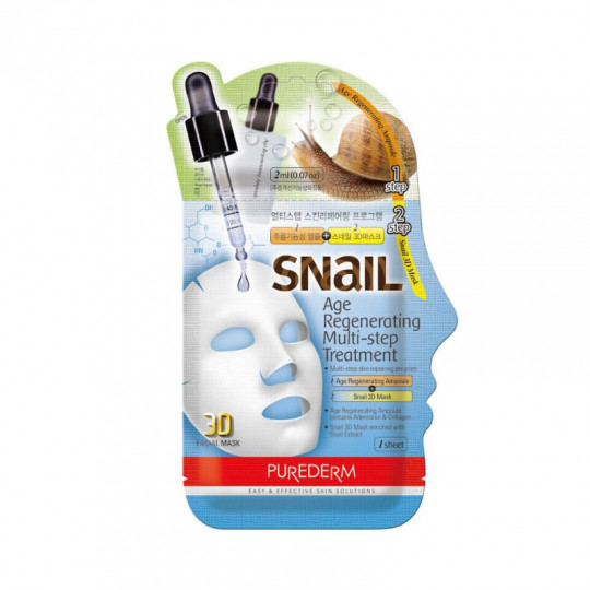 PUREDERM 2 žingsnių veido odos priežiūros priemonė su sraigių mucinu, 2 g + 23 g