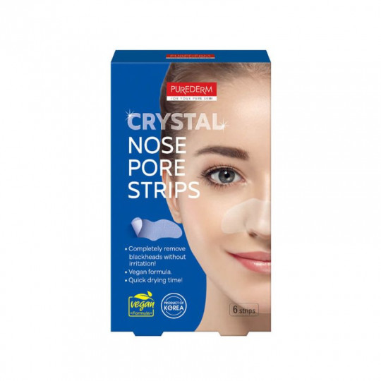 PUREDERM skaidrios nosies juostelės porų valymui, veganiškos, 6 vnt