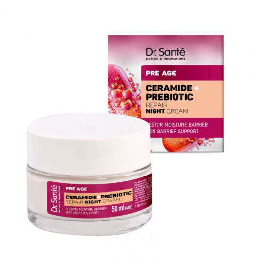 DR SANTE Pre Age kremas veidui naktinis Keramidai ir prebiotikai, 50 ml