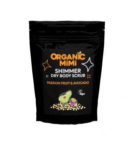 ORGANIC MIMI sausas kūno šveitiklis su žėručiu Pasiflora ir avokadas, 150 g
