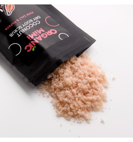 ORGANIC MIMI sausas kūno šveitiklis kokosinis Rožinė druska ir papaja, 150 g