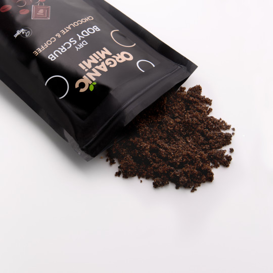 ORGANIC MIMI sausas kūno šveitiklis Šokoladas ir kava, 150 g