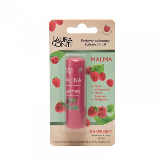 LAURA CONTI lip balm with raspberries and hyaluronic acid, 4.8 g