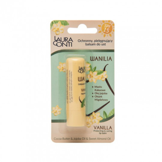 LAURA CONTI lip balm with SPF15 protection, vanilla scent, 4.8 g