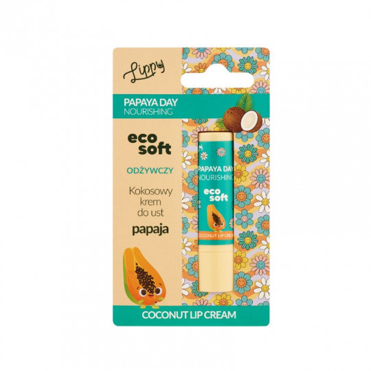 ECO SOFT moisturizing lip balm with melon and papaya, 4.8 g