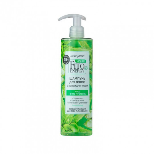 BELLE JARDIN Fito Energy šampūnas su kondicionieriumi Alavijas ir proteinai, 400 ml