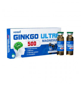 GINKGO 500 ULTRA MAGNESIUM- 10 buteliukų x10 ml (Gingko biloba ekstrakto 500 mg + Magnis)