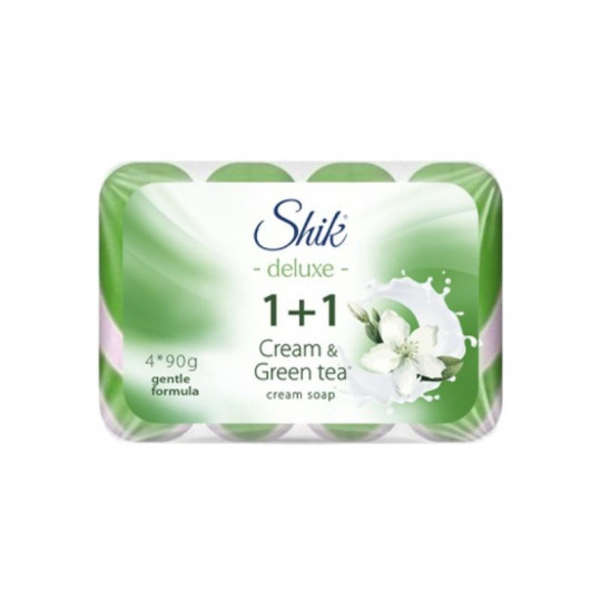 Shik Deluxe tualetinis muilas Kremas ir žalioji arbata, 4x90 g