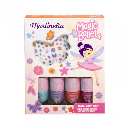 Martinelia nagų dailės rinkinys Magic Ballet, 2 poz.: 4 nagų lakai, nagų lipdukai