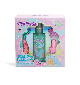 MARTINELIA kosmetikos rinkinys Let's Be Mermaids 4 poz.: 85 ml kūno dulksna, lūpų blizgesys, nagų lakas, lūpų blizgesys