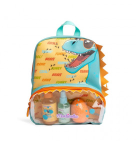 MARTINELIA vonios rinkinys kuprinėje The Coolest Dino, 3 poz.: 100 ml dušo gelis ir šampūnas (2 in 1), 100 ml kūno dulksna, 70 g