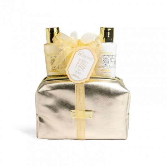 IDC Institute Scented Bath Gold Bag Set: 100ml shower gel, 100ml body lotio
