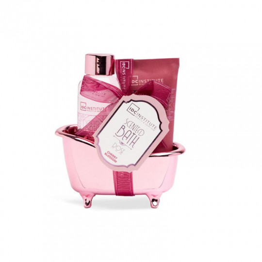 IDC Institute Scented Bath Rose Mini Bathtub Set: 100ml shower gel, 50ml bo