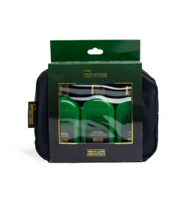 IDC INSTITUTE vonios rinkinys kelioninis Men's Luxury, 4 poz.: 120 ml šampūnas, 120 ml dušo gelis, 120 ml kūno losjonas, kelioni