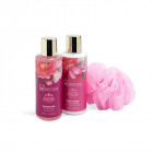 IDC INSTITUTE vonios rinkinys Scented Garden Peony 3 poz.: 150 ml dušo gelis, 150 ml kūno losjonas, vonios plaušinė