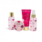 IDC INSTITUTE vonios rinkinys Secret Stories Rose, 4 pozicijos: 100ml dušo gelis, 100ml kūno losjonas, 100ml kūno dulksna, 90gr 