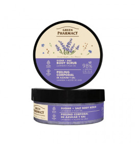 "Green Pharmacy" Sugar and salt body scrub  Lavender and flax oil 225ml