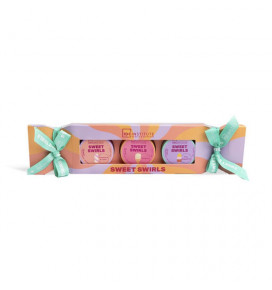 IDC INSTITUTE lūpų priežiūros rinkinys Sweet Swirls Tropical 3 pozicijos: 20 ml lūpų šveitiklis, 20 ml lūpų balzamas, 20 ml lūpų