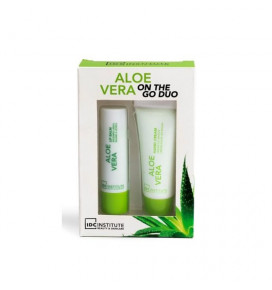 IDC INSTITUTE kosmetikos rinkinys Aloe Vera, 2 poz.: 15 ml rankų kremas, 4 g lūpų balzamas