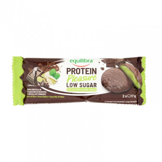 EQUILIBRA baltyminis batonėlis „Protein Pleasure“ 2x17 g – pistacijos ir juodasis šokoladas