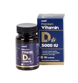 Premium Vitaminas D3 5000 TV, 60 kapsulių HERBIN
