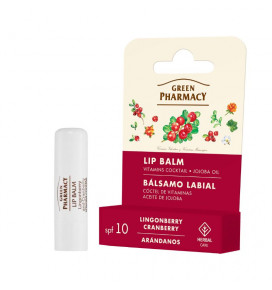 Green Pharmacy Lip Balm with Lingonberry and Cranberry, SPF 10, 3.6 g