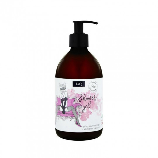 LaQ dušo želė moterims su drėkinančiu ingredientų kompleksu, vitaminu B3 ir bijūnų kestraktu Peony, 500 ml
