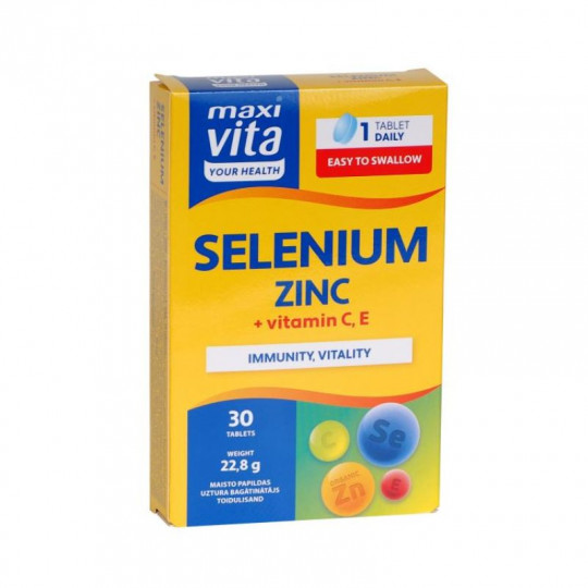 Selenas, Cinkas, vitaminai C ir E, MaxiVita 30 tablečių