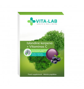 VITA-LAB kietosios pastilės gerklei Islandinė kerpena+ Vitaminas C, N12 LT/ENG