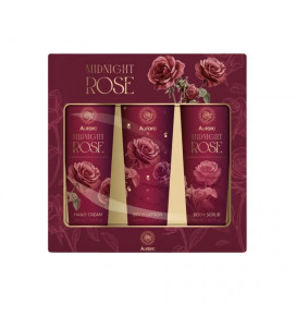 AURORA MIDNIGHT ROSE dovanų rinkinys (kūno losjonas/ šveitiklis 2x100ml, rankų kremas 100ml.)