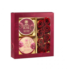 AURORA MIDNIGHT ROSE Box Gift set with soap flowers 3 pcs
