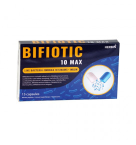 Bifiotic 10 MAX gerosios bakt.(10 rūšių probiotic / prebiotic complex.) 15 kap