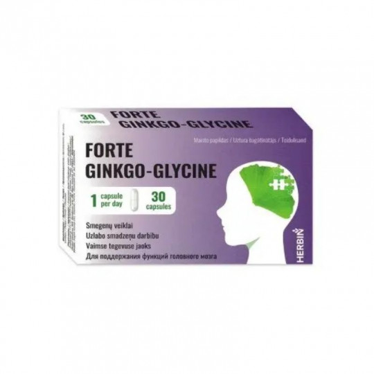 Ginkgo-Glycine Forte 30 kapsulių smegenims, nerv.sist. (1 kaps. dienoje) HERBIN