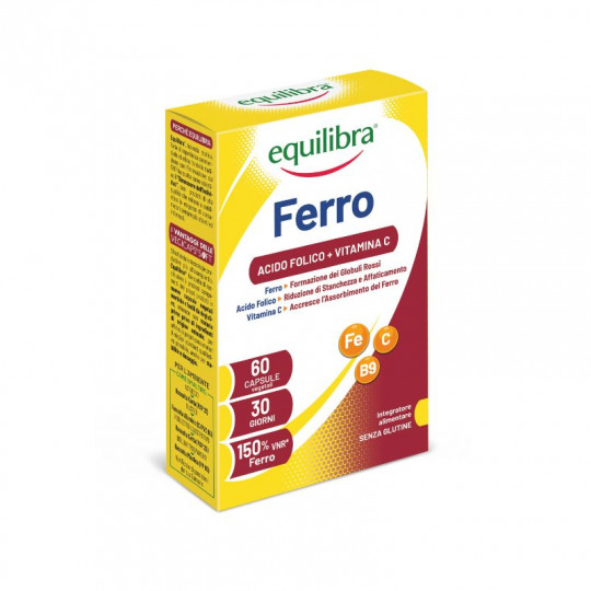 Equilibra maisto papildas Geležis Plus su vitaminu C ir folio rūgštimi, 60 vegicaps®, 25,8g