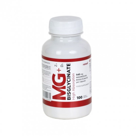 Magnesium BISGLYCINATE + zinc + vit D, 100 capsules
