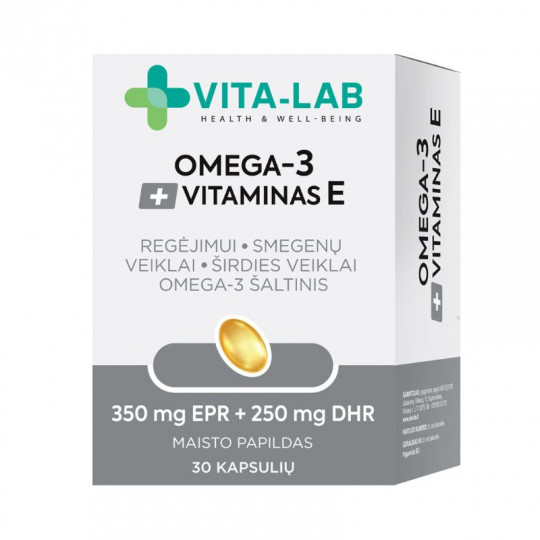 VITA-LAB maisto papildas Omega-3 + Vitaminas E, N30