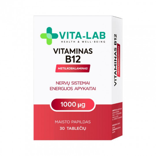 VITA-LAB Vitaminas B12 1000ug. Metilkobalaminas, N30
