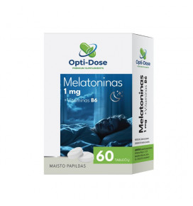 OPTI-DOSE Melatoninas 1mg + Vitaminas B6 maisto papildas 230mg N60