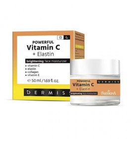 Dermiss veido drėkiklis šviesinamasis dieninis/naktinis Powerful Vitamin C + Elastin, 50 ml