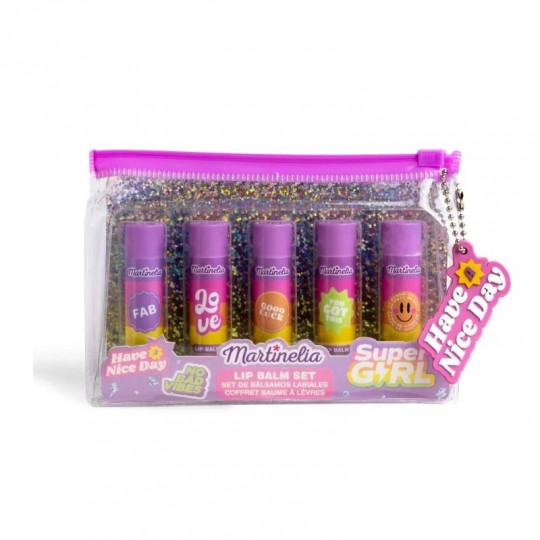 MARTINELIA SUPER GIRL LIP BALM 5PCS SET: 5 lip balms, 1 bag