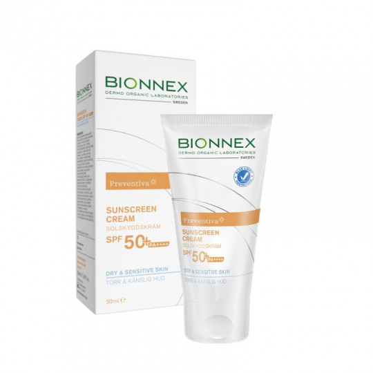 BIONNEX Preventiva apsauginis kremas nuo saulės sausai ir jautriai odai SPF 50+, 50 ml
